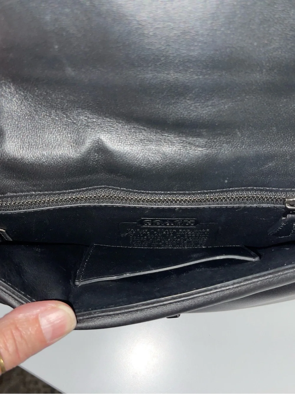Coach Black Leather Crossbody Bag with Chain Strap
